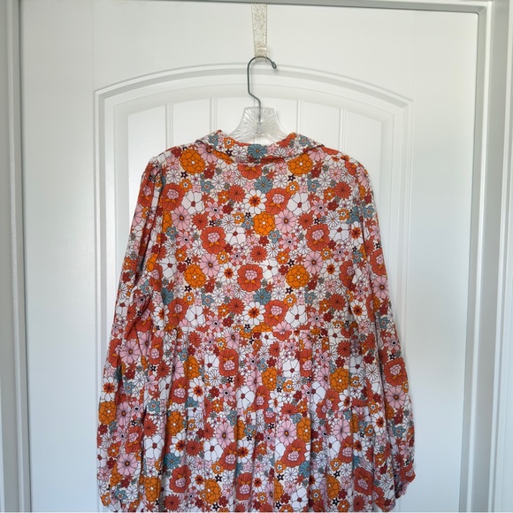 Dokotoo Academia Style V Neck Large Cottagecore Tiered Midi Floral Print Dress - Picture 4 of 10